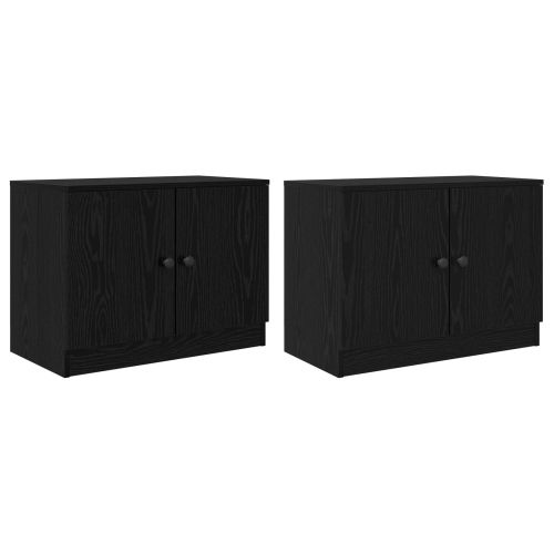 Шкаф за легло със съхранение 2 pcs Черен Дъб 66 x 35 x 48 см