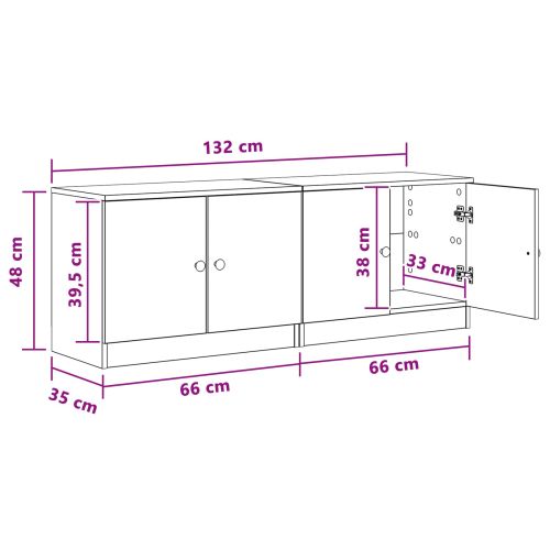 Шкаф за легло със съхранение 2 pcs Черен Дъб 66 x 35 x 48 см