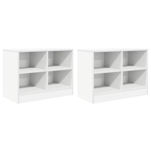 Шкаф за легло 2 pcs Бяло 66 x 33 x 48 см Инженерна дървесина