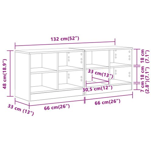Шкаф за легло с рафт 2 pcs Черен дъб 66 x 33 x 48 см