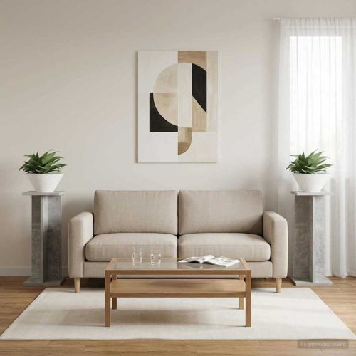 Стойка за растения 2 pcs Бетонно Сиво 25 x 25,5 x 60,5 см