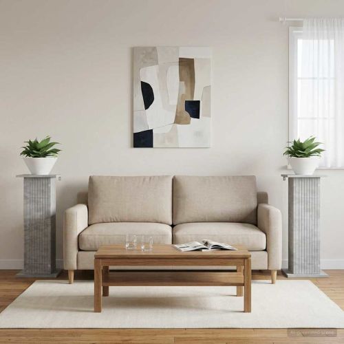 Стойка за растения 2 pcs Бетонно сиво 30,5 x 30 x 80,5 см