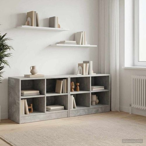 Шкаф за легло с рафт 2 pcs Бетонно сиво 66 x 33 x 48 см