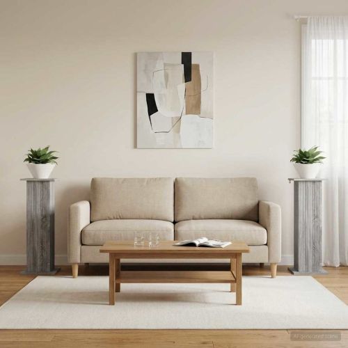 Стойка за растения 2 pcs Сива сонома 30,5 x 30 x 80,5 см