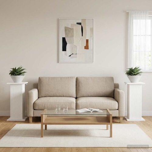 Стойка за растения 2 pcs Бяло 30,5 x 30 x 60,5 см