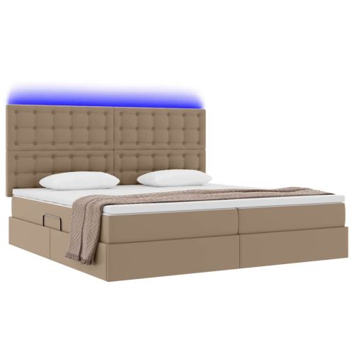 Легло с място за съхранение и LED с LED Капучино 200 x 200 cm