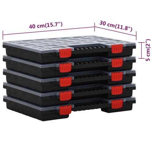 Асортиментни кутии 5 бр 40x30x5 см полипропилен