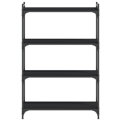 Библиотека 4 рафта черна 80x30x120 см инженерно дърво