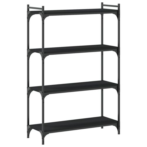 Библиотека 4 рафта черна 80x30x120 см инженерно дърво