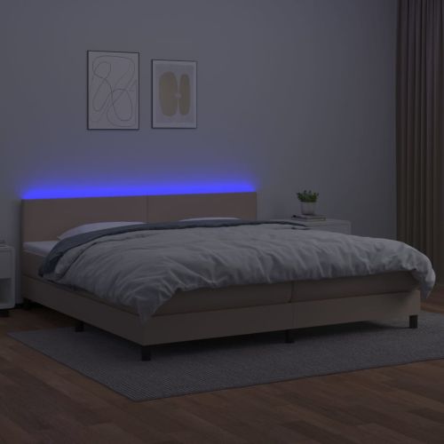 Боксспринг легло с матрак LED капучино 200x200 см