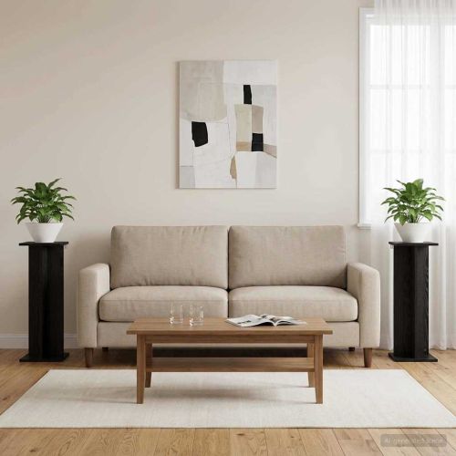 Стойка за растения 2 pcs Черен Дъб 25 x 25,5 x 80,5 см