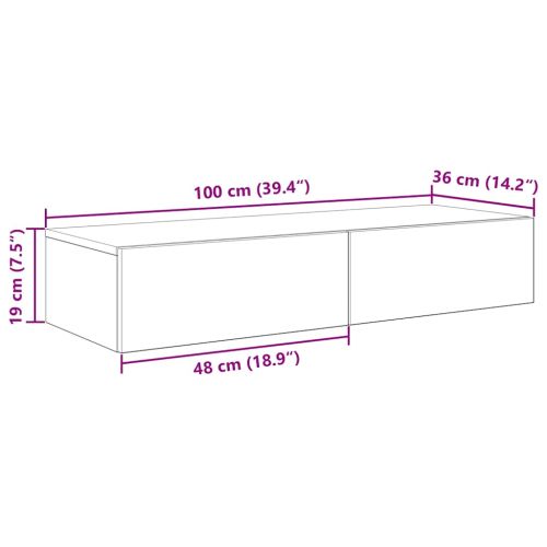 Стенен рафт с чекмеджета 100x36x19 см инженерно дърво