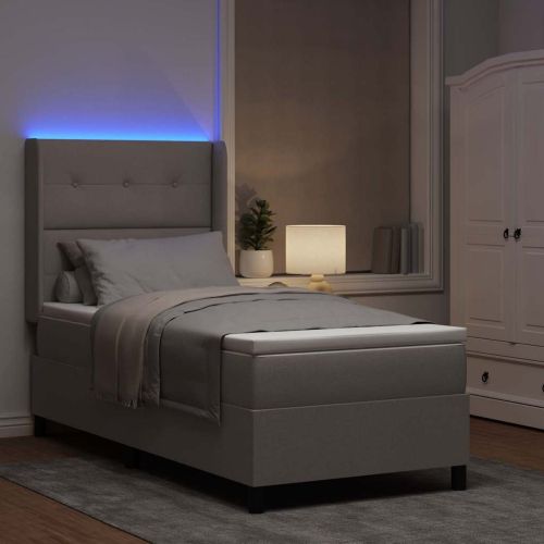 LED кутия за пружини с легло с матрак Таупе 80 x 200 cm текстил