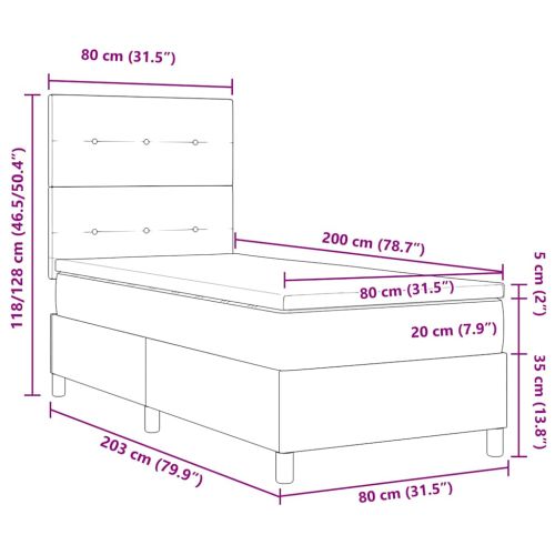 Легло с пружинирана основа с матрак Таупе 80 x 200 cm текстил