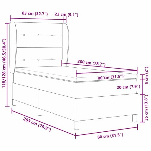 Легло с пружинирана основа с матрак Таупе 80 x 200 cm текстил