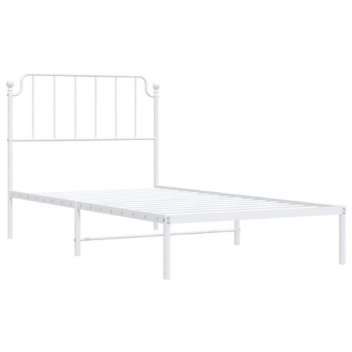 Метална рамка за легло с горна табла, черна, 100x200 см