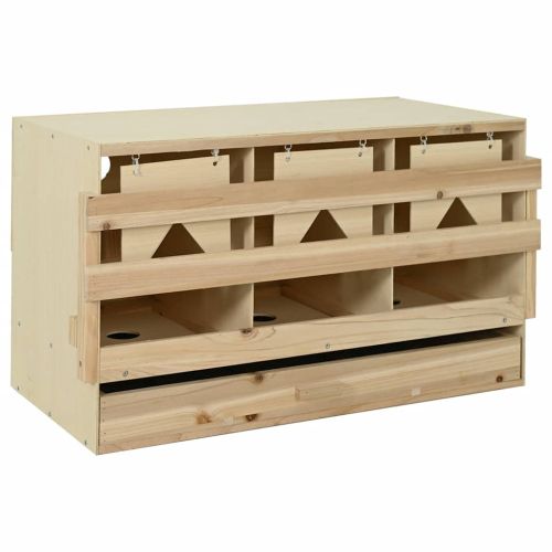 Пилешка гнездилка, 3 отделения, 96x40x45 см, бор масив