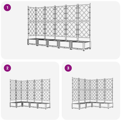 Градинска саксия 5 pcs Сив 120 x 120 x 125,5 см Пластмаса