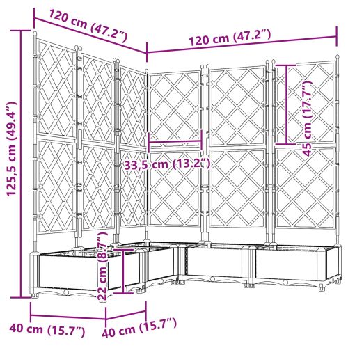 Градинска саксия 5 pcs Сив 120 x 120 x 125,5 см Пластмаса