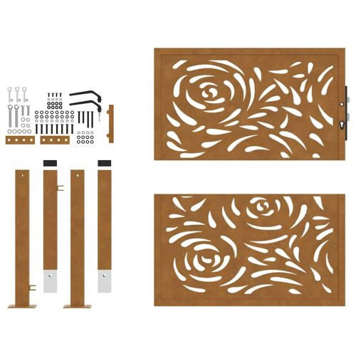 Градинска порта 100x100 см, издръжлива стомана, дизайн с пламък