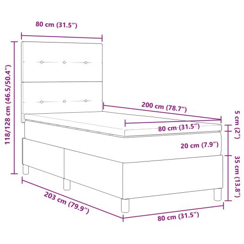 Легло с пружинирана основа с матрак Таупе 80 x 200 cm текстил
