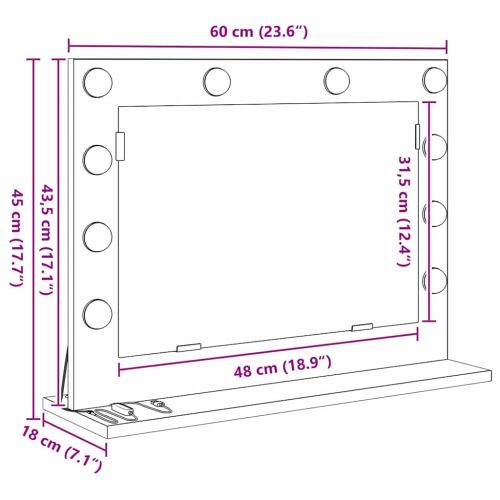 Огледало за грим Бяло 60 x 45 x 18 см Стъкло и инженерно дърво