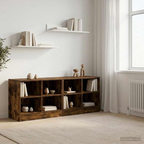Шкаф за легло с рафт 2 pcs Опушен дъб 66 x 33 x 48 см