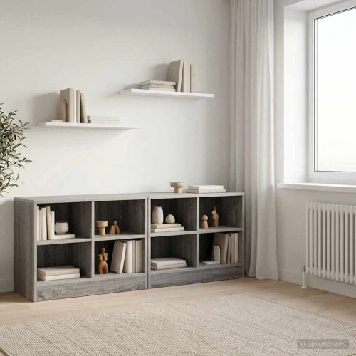Шкаф за легло с рафт 2 pcs Сив Сонома 66 x 33 x 48 см