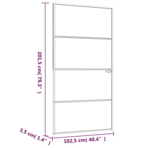 Интериорна врата бяла 102x201,5 см закалено стъкло и алуминий