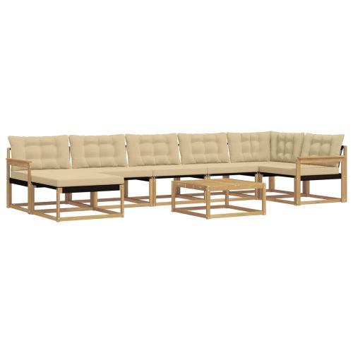 Комплект дивани за открито 8 pcs Бяло и Бежово