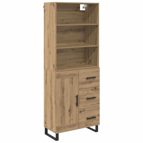Висок шкаф с чекмедже 2 pcs Дъб Инженерно дърво