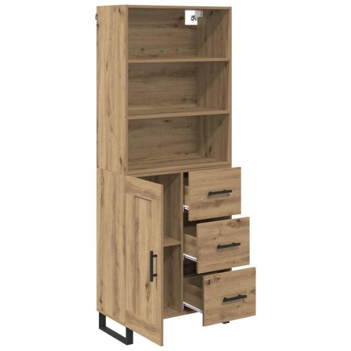 Висок шкаф с чекмедже 2 pcs Дъб Инженерно дърво