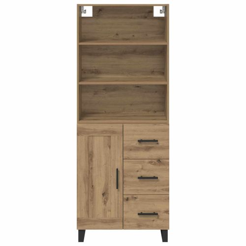 Висок шкаф с чекмедже 2 pcs Дъб Инженерно дърво