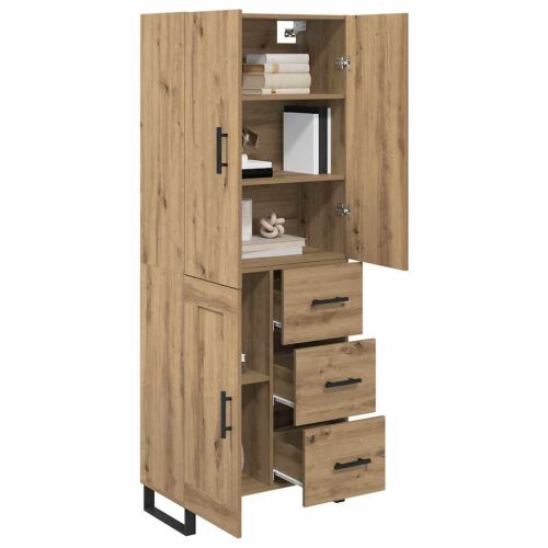 Висок шкаф с чекмедже 2 pcs Дъб 69,5 x 34 x 180 см