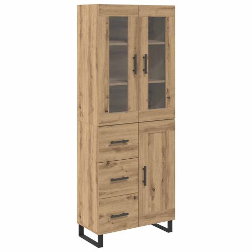 Висок шкаф с чекмедже 2 pcs Дъб Инженерно дърво
