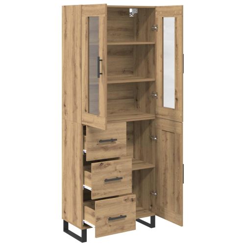Висок шкаф с чекмедже 2 pcs Дъб Инженерно дърво