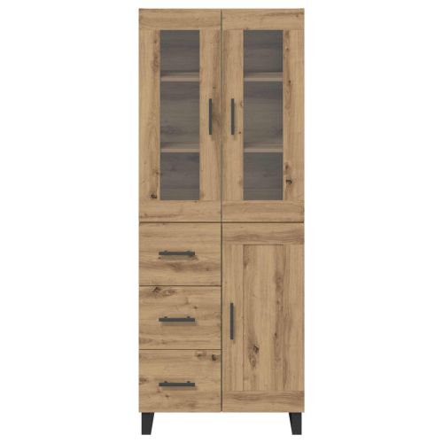 Висок шкаф с чекмедже 2 pcs Дъб Инженерно дърво