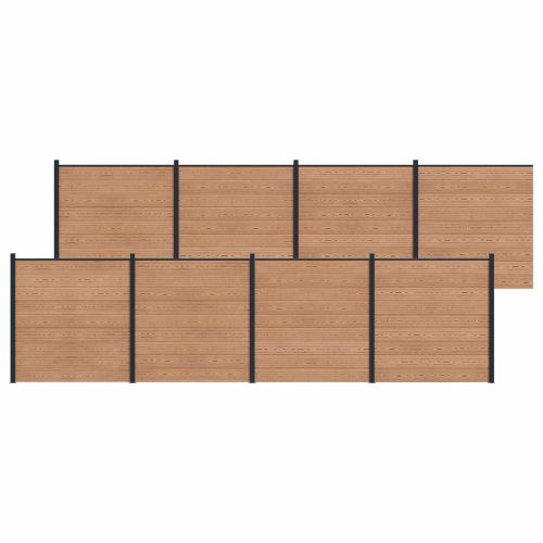 Панел на ограда 8 pcs WPC и алуминий Кафяво
