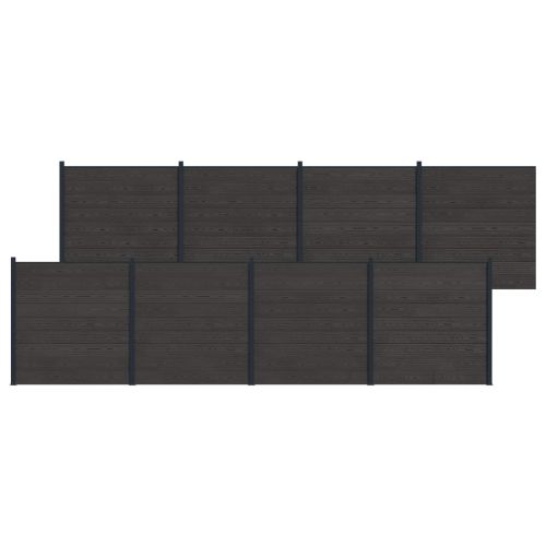 Панел на ограда 8 pcs WPC и алуминий Черно