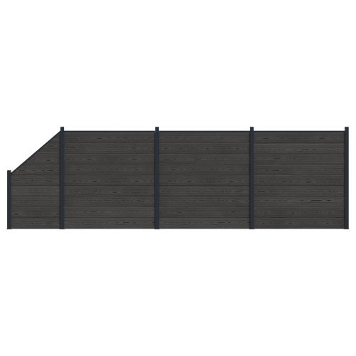 Панел на ограда 4 pcs WPC и алуминий Черно