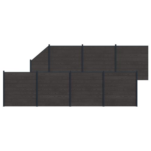 Панел на ограда 8 pcs WPC и алуминий Черно