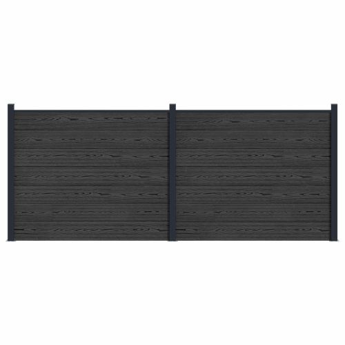 Панел на ограда 2 pcs WPC и алуминий Черно