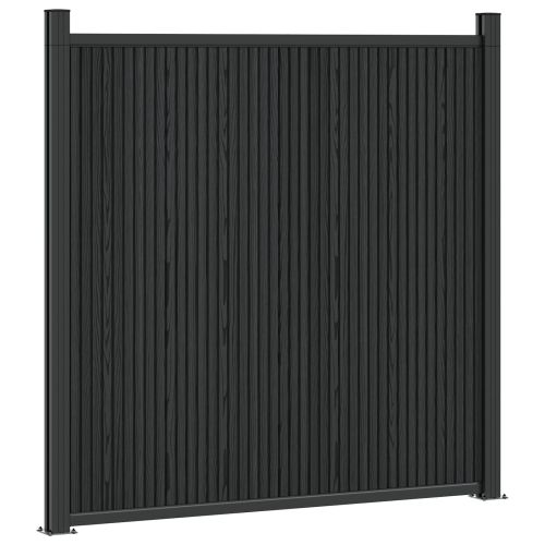 Панел на ограда 4 pcs WPC и алуминий Черно