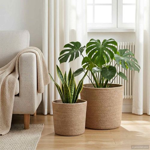 Комплект саксии за растения 2 pcs Натурално Ø 28 x 28 см