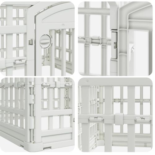 Игрална оградка за кучета с 4 панели Бяло 63 x 63 x 40 см