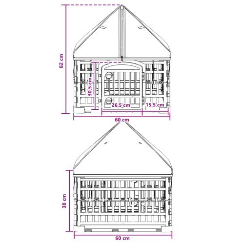 4 панелна клетка за кучета с покрив Бяло 63 x 63 x 67 см