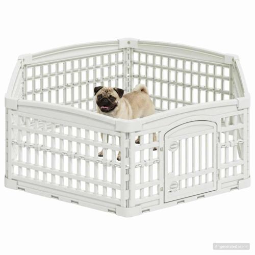 6 панелна играчка за кучета Бяло 122 x 106 x 40 см Пластмаса