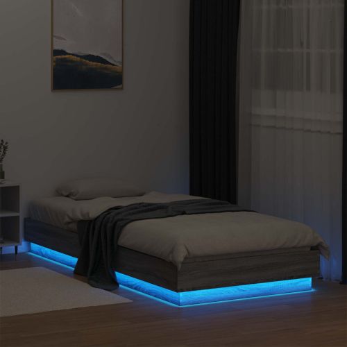 Легло с LED Сив Сонома 80 x 200 cm Инженерна дървесина