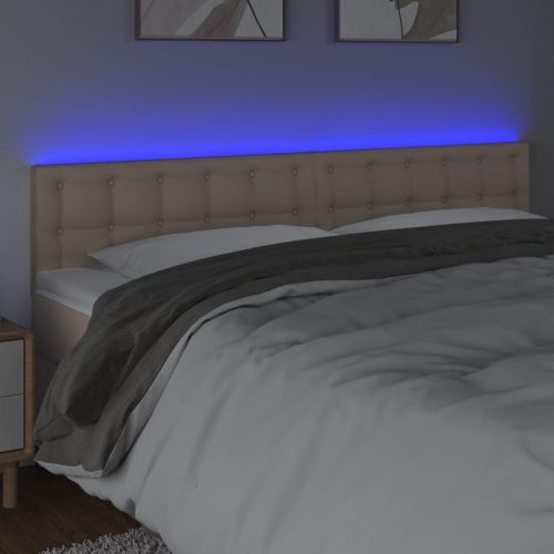 LED Горна табла за легло, капучино, 160x5x78/88 см