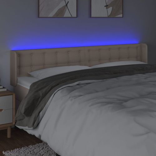 LED Горна табла за легло, капучино, 163x16x78/88 см
